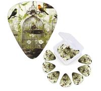Guitar Picks 6 Pcs Guitar Plectrums with Storage Box 3 Different Thickness Birdcages and birds Guitar Picks Accessories Bass Pick for Electric Ukulele 2Pcs 0.46mm, 2Pcs 0.96mm, 2Pcs 0.71mm