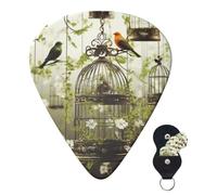 Guitar Picks 6 Pcs Guitar Plectrums with Storage Box 3 Different Thickness Birdcages and birds Guitar Picks Accessories Bass Pick for Electric Ukulele 2Pcs 0.46mm, 2Pcs 0.96mm, 2Pcs 0.71mm