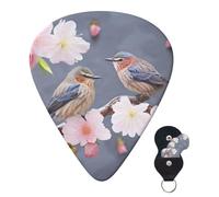 Guitar Picks 6 Pcs Guitar Plectrums with Storage Box 3 Different Thickness Birds and flowers Guitar Picks Accessories Bass Pick for Electric Ukulele 2Pcs 0.46mm, 2Pcs 0.96mm, 2Pcs 0.71mm