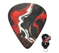Guitar Picks 6 Pcs Guitar Plectrums with Storage Box 3 Different Thickness black and red marble Guitar Picks Accessories Bass Pick for Electric Ukulele 2Pcs 0.46mm, 2Pcs 0.96mm, 2Pcs 0.71mm