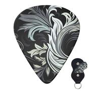 Guitar Picks 6 Pcs Guitar Plectrums with Storage Box 3 Different Thickness Black and white design pattern Guitar Picks Accessories Bass Pick for Electric Ukulele 2Pcs 0.46mm, 2Pcs 0.96mm, 2Pcs 0.71mm