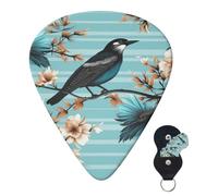 Guitar Picks 6 Pcs Guitar Plectrums with Storage Box 3 Different Thickness black bird pattern Guitar Picks Accessories Bass Pick for Electric Ukulele 2Pcs 0.46mm, 2Pcs 0.96mm, 2Pcs 0.71mm