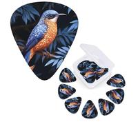 Guitar Picks 6 Pcs Guitar Plectrums with Storage Box 3 Different Thickness Blue and orange bird Guitar Picks Accessories Bass Pick for Electric Ukulele 2Pcs 0.46mm, 2Pcs 0.96mm, 2Pcs 0.71mm