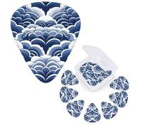 Guitar Picks 6 Pcs Guitar Plectrums with Storage Box 3 Different Thickness Blue and white Guitar Picks Accessories Bass Pick for Electric Ukulele 2Pcs 0.46mm, 2Pcs 0.96mm, 2Pcs 0.71mm