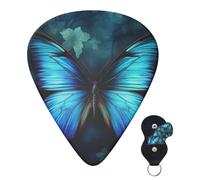 Guitar Picks 6 Pcs Guitar Plectrums with Storage Box 3 Different Thickness Blue Butterfly Pattern Guitar Picks Accessories Bass Pick for Electric Ukulele 2Pcs 0.46mm, 2Pcs 0.96mm, 2Pcs 0.71mm
