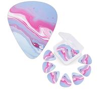 Guitar Picks 6 Pcs Guitar Plectrums with Storage Box 3 Different Thickness Blue pink marble Guitar Picks Accessories Bass Pick for Electric Ukulele 2Pcs 0.46mm, 2Pcs 0.96mm, 2Pcs 0.71mm