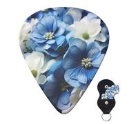 Guitar Picks 6 Pcs Guitar Plectrums with Storage Box 3 Different Thickness Blue White Flower Guitar Picks Accessories Bass Pick for Electric Ukulele 2Pcs 0.46mm, 2Pcs 0.96mm, 2Pcs 0.71mm
