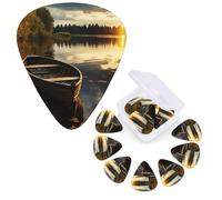 Guitar Picks 6 Pcs Guitar Plectrums with Storage Box 3 Different Thickness Boat at Lake Shore Guitar Picks Accessories Bass Pick for Electric Ukulele 2Pcs 0.46mm, 2Pcs 0.96mm, 2Pcs 0.71mm