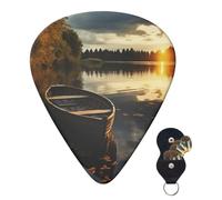 Guitar Picks 6 Pcs Guitar Plectrums with Storage Box 3 Different Thickness Boat at Lake Shore Guitar Picks Accessories Bass Pick for Electric Ukulele 2Pcs 0.46mm, 2Pcs 0.96mm, 2Pcs 0.71mm