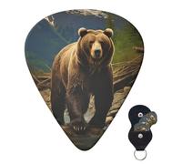 Guitar Picks 6 Pcs Guitar Plectrums with Storage Box 3 Different Thickness Brown bear Guitar Picks Accessories Bass Pick for Electric Ukulele 2Pcs 0.46mm, 2Pcs 0.96mm, 2Pcs 0.71mm