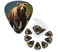Guitar Picks 6 Pcs Guitar Plectrums with Storage Box 3 Different Thickness Brown bear Guitar Picks Accessories Bass Pick for Electric Ukulele 2Pcs 0.46mm, 2Pcs 0.96mm, 2Pcs 0.71mm
