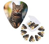 Guitar Picks 6 Pcs Guitar Plectrums with Storage Box 3 Different Thickness Brown tabby kitten Guitar Picks Accessories Bass Pick for Electric Ukulele 2Pcs 0.46mm, 2Pcs 0.96mm, 2Pcs 0.71mm