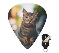 Guitar Picks 6 Pcs Guitar Plectrums with Storage Box 3 Different Thickness Brown tabby kitten Guitar Picks Accessories Bass Pick for Electric Ukulele 2Pcs 0.46mm, 2Pcs 0.96mm, 2Pcs 0.71mm