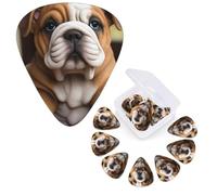 Guitar Picks 6 Pcs Guitar Plectrums with Storage Box 3 Different Thickness Bulldog puppy Guitar Picks Accessories Bass Pick for Electric Ukulele 2Pcs 0.46mm, 2Pcs 0.96mm, 2Pcs 0.71mm