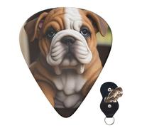 Guitar Picks 6 Pcs Guitar Plectrums with Storage Box 3 Different Thickness Bulldog puppy Guitar Picks Accessories Bass Pick for Electric Ukulele 2Pcs 0.46mm, 2Pcs 0.96mm, 2Pcs 0.71mm