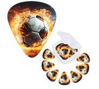 Guitar Picks 6 Pcs Guitar Plectrums with Storage Box 3 Different Thickness Burning Soccer Ball Guitar Picks Accessories Bass Pick for Electric Ukulele 2Pcs 0.46mm, 2Pcs 0.96mm, 2Pcs 0.71mm