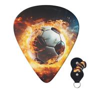 Guitar Picks 6 Pcs Guitar Plectrums with Storage Box 3 Different Thickness Burning Soccer Ball Guitar Picks Accessories Bass Pick for Electric Ukulele 2Pcs 0.46mm, 2Pcs 0.96mm, 2Pcs 0.71mm