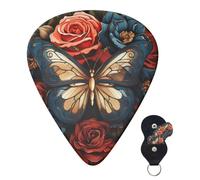 Guitar Picks 6 Pcs Guitar Plectrums with Storage Box 3 Different Thickness Butterflies and roses Guitar Picks Accessories Bass Pick for Electric Ukulele 2Pcs 0.46mm, 2Pcs 0.96mm, 2Pcs 0.71mm