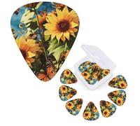 Guitar Picks 6 Pcs Guitar Plectrums with Storage Box 3 Different Thickness butterflies Sunflowers Guitar Picks Accessories Bass Pick for Electric Ukulele 2Pcs 0.46mm, 2Pcs 0.96mm, 2Pcs 0.71mm