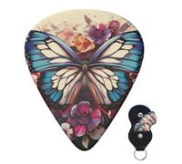 Guitar Picks 6 Pcs Guitar Plectrums with Storage Box 3 Different Thickness Butterfly Floral Guitar Picks Accessories Bass Pick for Electric Ukulele 2Pcs 0.46mm, 2Pcs 0.96mm, 2Pcs 0.71mm