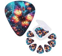 Guitar Picks 6 Pcs Guitar Plectrums with Storage Box 3 Different Thickness Butterfly in the Milky Way Guitar Picks Accessories Bass Pick for Electric Ukulele 2Pcs 0.46mm, 2Pcs 0.96mm, 2Pcs 0.71mm