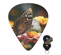 Guitar Picks 6 Pcs Guitar Plectrums with Storage Box 3 Different Thickness Butterfly on flower Guitar Picks Accessories Bass Pick for Electric Ukulele 2Pcs 0.46mm, 2Pcs 0.96mm, 2Pcs 0.71mm