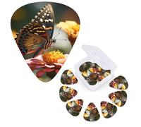 Guitar Picks 6 Pcs Guitar Plectrums with Storage Box 3 Different Thickness Butterfly on flower Guitar Picks Accessories Bass Pick for Electric Ukulele 2Pcs 0.46mm, 2Pcs 0.96mm, 2Pcs 0.71mm