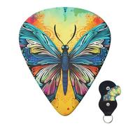Guitar Picks 6 Pcs Guitar Plectrums with Storage Box 3 Different Thickness Butterfly Tie Dye Guitar Picks Accessories Bass Pick for Electric Ukulele 2Pcs 0.46mm, 2Pcs 0.96mm, 2Pcs 0.71mm