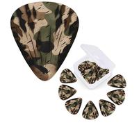 Guitar Picks 6 Pcs Guitar Plectrums with Storage Box 3 Different Thickness Camouflage with paw prints Guitar Picks Accessories Bass Pick for Electric Ukulele 2Pcs 0.46mm, 2Pcs 0.96mm, 2Pcs 0.71mm