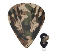 Guitar Picks 6 Pcs Guitar Plectrums with Storage Box 3 Different Thickness Camouflage with paw prints Guitar Picks Accessories Bass Pick for Electric Ukulele 2Pcs 0.46mm, 2Pcs 0.96mm, 2Pcs 0.71mm