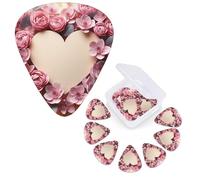 Guitar Picks 6 Pcs Guitar Plectrums with Storage Box 3 Different Thickness Card Heart Shape Flowers Guitar Picks Accessories Bass Pick for Electric Ukulele 2Pcs 0.46mm, 2Pcs 0.96mm, 2Pcs 0.71mm