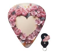 Guitar Picks 6 Pcs Guitar Plectrums with Storage Box 3 Different Thickness Card Heart Shape Flowers Guitar Picks Accessories Bass Pick for Electric Ukulele 2Pcs 0.46mm, 2Pcs 0.96mm, 2Pcs 0.71mm