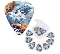 Guitar Picks 6 Pcs Guitar Plectrums with Storage Box 3 Different Thickness Carp with Wave Patterned Guitar Picks Accessories Bass Pick for Electric Ukulele 2Pcs 0.46mm, 2Pcs 0.96mm, 2Pcs 0.71mm