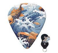 Guitar Picks 6 Pcs Guitar Plectrums with Storage Box 3 Different Thickness Carp with Wave Patterned Guitar Picks Accessories Bass Pick for Electric Ukulele 2Pcs 0.46mm, 2Pcs 0.96mm, 2Pcs 0.71mm