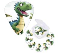 Guitar Picks 6 Pcs Guitar Plectrums with Storage Box 3 Different Thickness Cartoon Dinosaur Images Guitar Picks Accessories Bass Pick for Electric Ukulele 2Pcs 0.46mm, 2Pcs 0.96mm, 2Pcs 0.71mm
