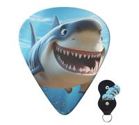 Guitar Picks 6 Pcs Guitar Plectrums with Storage Box 3 Different Thickness Cartoon shark swimming Guitar Picks Accessories Bass Pick for Electric Ukulele 2Pcs 0.46mm, 2Pcs 0.96mm, 2Pcs 0.71mm