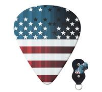 Guitar Picks 6 Pcs Guitar Plectrums with Storage Box 3 Different Thickness Cartoon striped flag Guitar Picks Accessories Bass Pick for Electric Ukulele 2Pcs 0.46mm, 2Pcs 0.96mm, 2Pcs 0.71mm