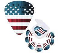 Guitar Picks 6 Pcs Guitar Plectrums with Storage Box 3 Different Thickness Cartoon striped flag Guitar Picks Accessories Bass Pick for Electric Ukulele 2Pcs 0.46mm, 2Pcs 0.96mm, 2Pcs 0.71mm