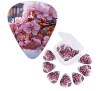Guitar Picks 6 Pcs Guitar Plectrums with Storage Box 3 Different Thickness Cherry Blossoms Guitar Picks Accessories Bass Pick for Electric Ukulele 2Pcs 0.46mm, 2Pcs 0.96mm, 2Pcs 0.71mm