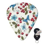 Guitar Picks 6 Pcs Guitar Plectrums with Storage Box 3 Different Thickness Cherry blue butterfly Guitar Picks Accessories Bass Pick for Electric Ukulele 2Pcs 0.46mm, 2Pcs 0.96mm, 2Pcs 0.71mm