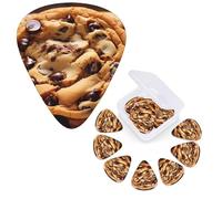 Guitar Picks 6 Pcs Guitar Plectrums with Storage Box 3 Different Thickness Chocolate Biscuit Guitar Picks Accessories Bass Pick for Electric Ukulele 2Pcs 0.46mm, 2Pcs 0.96mm, 2Pcs 0.71mm