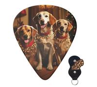 Guitar Picks 6 Pcs Guitar Plectrums with Storage Box 3 Different Thickness Christmas Dog Party Guitar Picks Accessories Bass Pick for Electric Ukulele 2Pcs 0.46mm, 2Pcs 0.96mm, 2Pcs 0.71mm