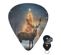 Guitar Picks 6 Pcs Guitar Plectrums with Storage Box 3 Different Thickness Christmas Tree and Deer Guitar Picks Accessories Bass Pick for Electric Ukulele 2Pcs 0.46mm, 2Pcs 0.96mm, 2Pcs 0.71mm