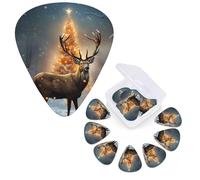 Guitar Picks 6 Pcs Guitar Plectrums with Storage Box 3 Different Thickness Christmas Tree and Deer Guitar Picks Accessories Bass Pick for Electric Ukulele 2Pcs 0.46mm, 2Pcs 0.96mm, 2Pcs 0.71mm