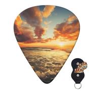 Guitar Picks 6 Pcs Guitar Plectrums with Storage Box 3 Different Thickness Cloudy Sunset Sky Guitar Picks Accessories Bass Pick for Electric Ukulele 2Pcs 0.46mm, 2Pcs 0.96mm, 2Pcs 0.71mm