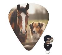 Guitar Picks 6 Pcs Guitar Plectrums with Storage Box 3 Different Thickness Collie Dog and Horse Guitar Picks Accessories Bass Pick for Electric Ukulele 2Pcs 0.46mm, 2Pcs 0.96mm, 2Pcs 0.71mm