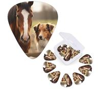Guitar Picks 6 Pcs Guitar Plectrums with Storage Box 3 Different Thickness Collie Dog and Horse Guitar Picks Accessories Bass Pick for Electric Ukulele 2Pcs 0.46mm, 2Pcs 0.96mm, 2Pcs 0.71mm