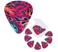 Guitar Picks 6 Pcs Guitar Plectrums with Storage Box 3 Different Thickness Colored leopard Guitar Picks Accessories Bass Pick for Electric Ukulele 2Pcs 0.46mm, 2Pcs 0.96mm, 2Pcs 0.71mm