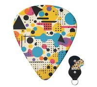 Guitar Picks 6 Pcs Guitar Plectrums with Storage Box 3 Different Thickness Colored Memphis Guitar Picks Accessories Bass Pick for Electric Ukulele 2Pcs 0.46mm, 2Pcs 0.96mm, 2Pcs 0.71mm