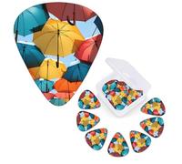 Guitar Picks 6 Pcs Guitar Plectrums with Storage Box 3 Different Thickness Colored Umbrellas Guitar Picks Accessories Bass Pick for Electric Ukulele 2Pcs 0.46mm, 2Pcs 0.96mm, 2Pcs 0.71mm